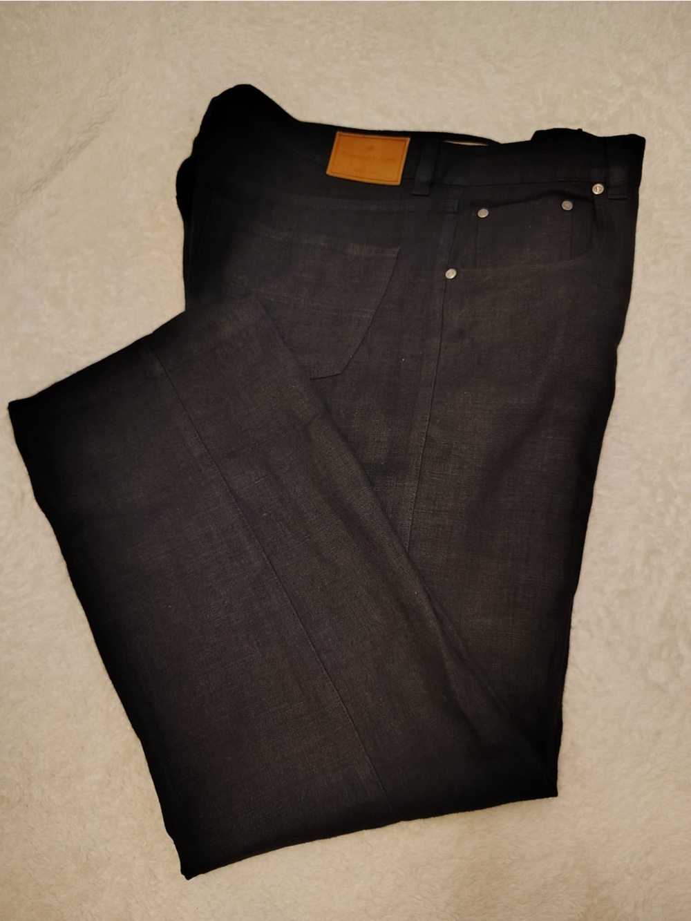 Ermenegildo Zegna Men Black Pants 5 Pocket-Linen 40” Made In Italy Excellent.